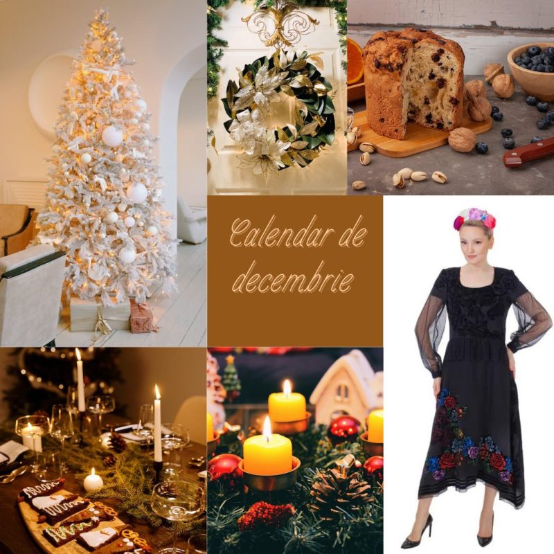 Gold Aesthetic Hello December Christmas Photo Collage Instagram Post Calendar de decembrie 2023