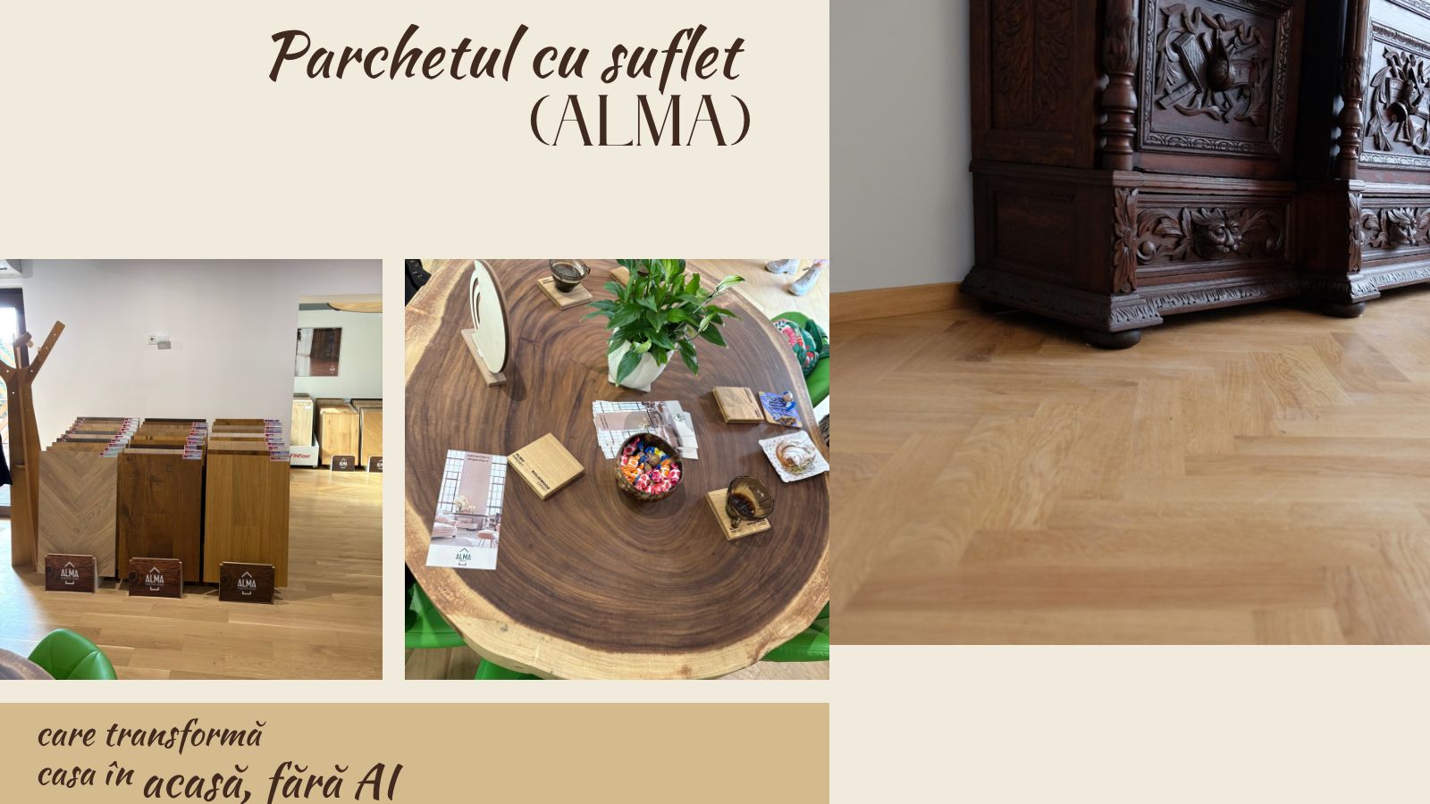 Brown Minimalist Elegant Special Offer Fashion Sale Promo Twitter Post 1 Parchetul cu suflet (Alma) care schimbă casa în acasă, fără AI